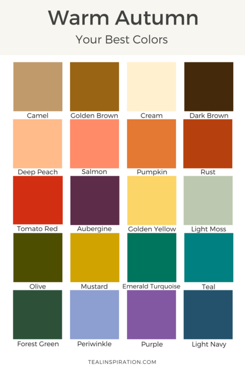 Seasonal Color Palette Card Warm Autumn