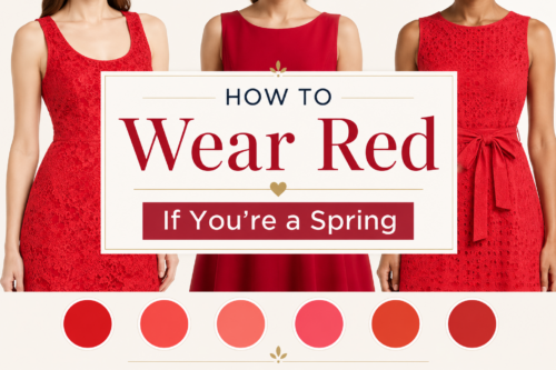 Bright watermelon red outfit for Light Spring palette