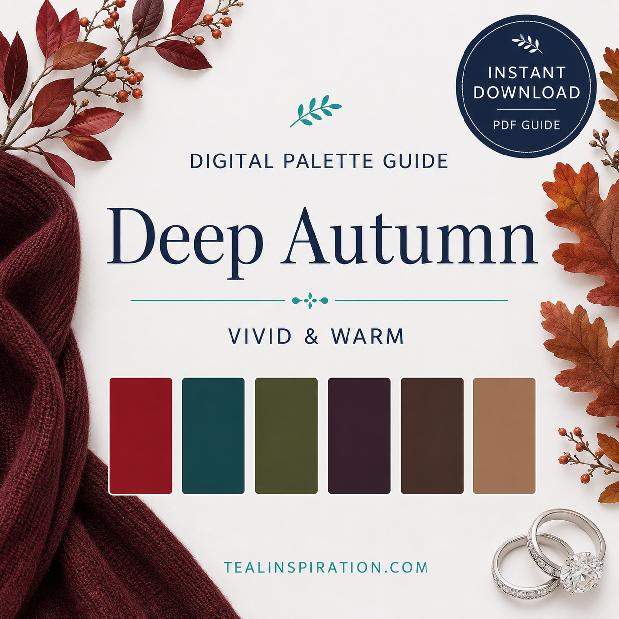 Deep Autumn Color Palette Guide | Digital Seasonal Color Analysis PDF